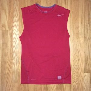 Nike Pro Dri-Fit Sleeveless Red Compression Tee